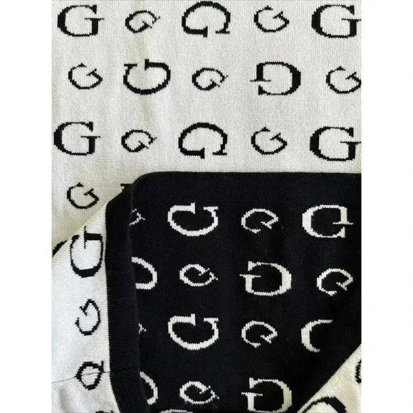 GUESS Monogram G Logo Mini Dress Black White Knit Bodycon Sheath Women’s Size M - Picture 10 of 12